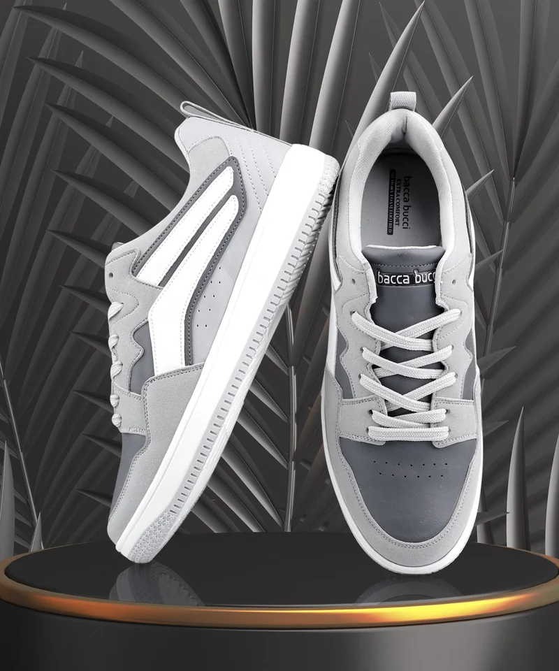 Bacca Bucci Grey Hebron Low Top Street Fashion Sneakers for Men | Best Price UAE